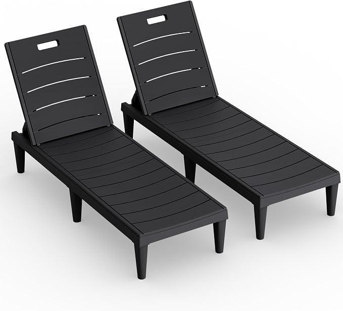 Greesum Outdoor Chaise Lounge Chair Set of 2, Waterproof 5-Position Adjustable by BuynowfromGreesum