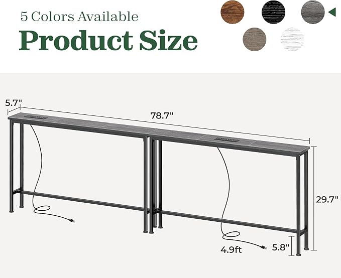 SUPERJARE 78.8 Inch Narrow Console Table - Image 3