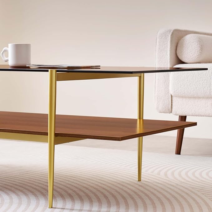 LumFurn Extra Large Rectangle Glass Coffee Table, Mid-Century Modern Design - Image 6