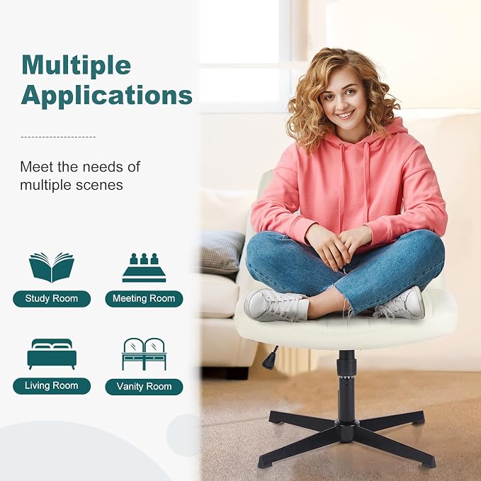 OLIXIS Criss Cross Legged Chairs Armless No Wheels Wide Seat Height Adjustable - Image 4