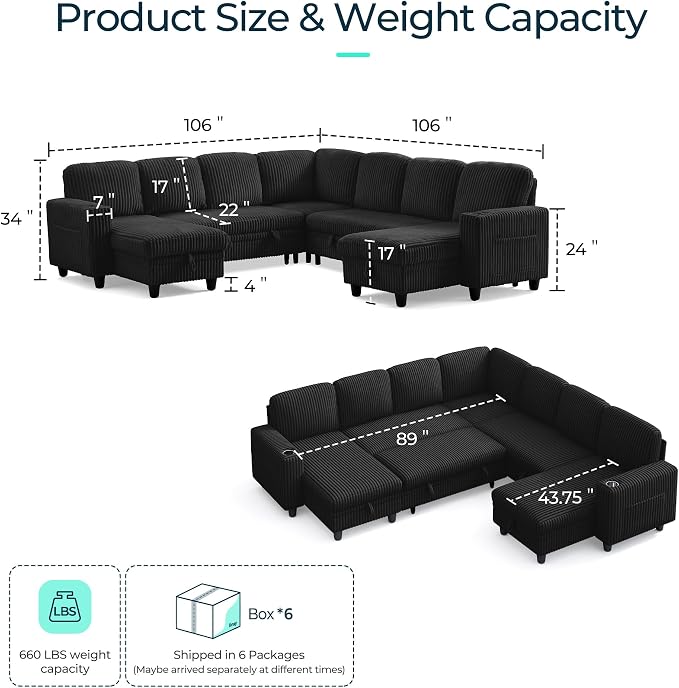 LINSY HOME Sectional Sleeper Sofa - Image 2
