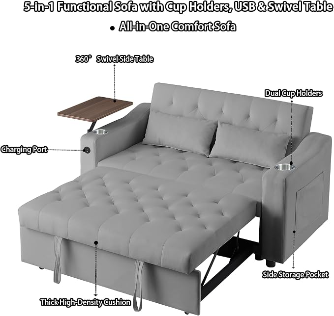 Auvsoce 53'' Convertible Sleeper Sofa Bed - Image 5