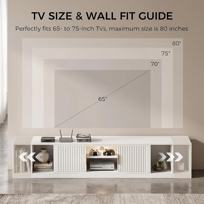 IRONCK TV Stand for 55-80 Inches TVs, Extendable Corner Entertainment Center - Image 3