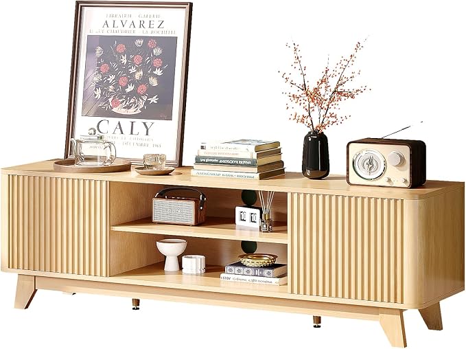VINGLI 58.6" TV Stand for 70 Inch TV, Mid Century Entertainment Center - Image 9
