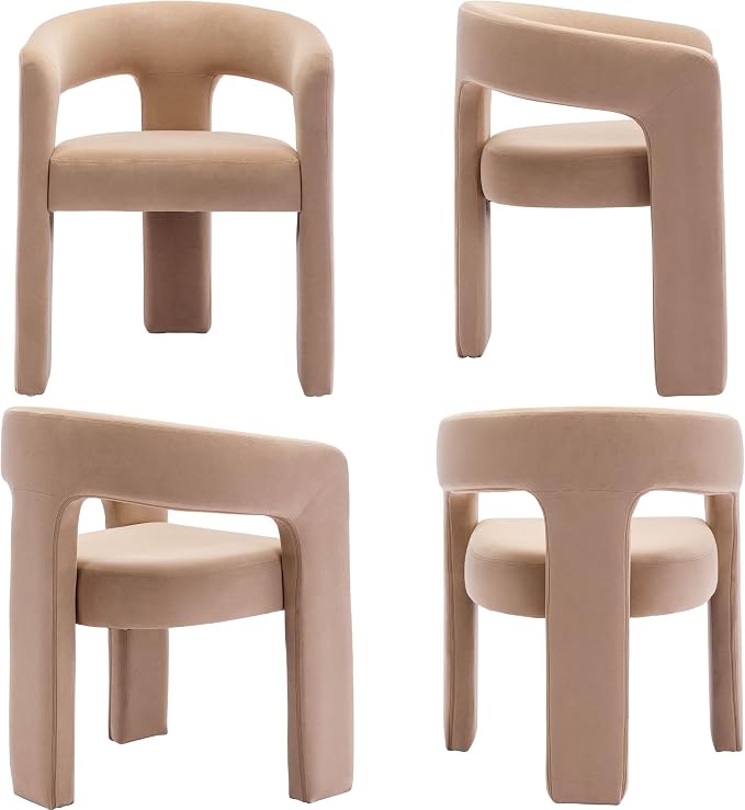 BESTANO Set of 4 Modern Velvet Fabric Upholstered Dining Chairs - Image 7