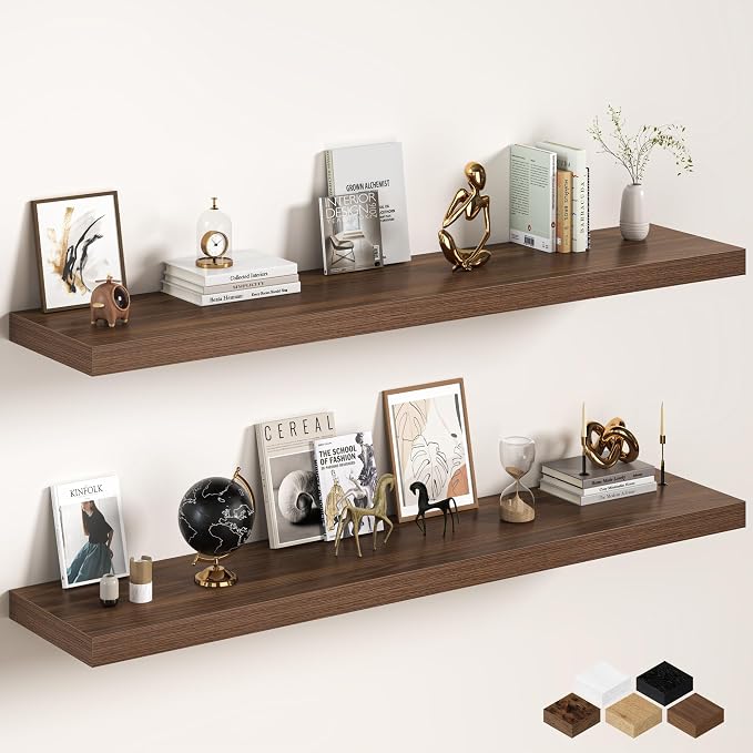 Fun Memories 72 Inch Floating Shelves, 12 Inch Deep Wall Shelf by FunMemories