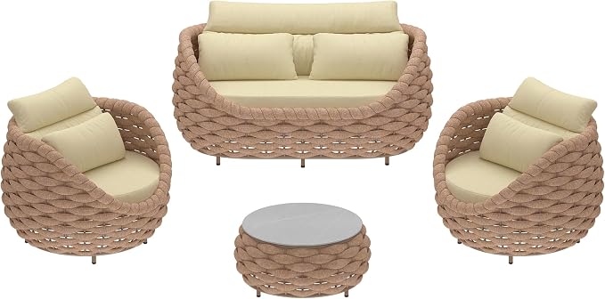 TWT 6-Piece Aluminum Patio Furniture Set, Olefin Rope Modern Outdoor - Image 7