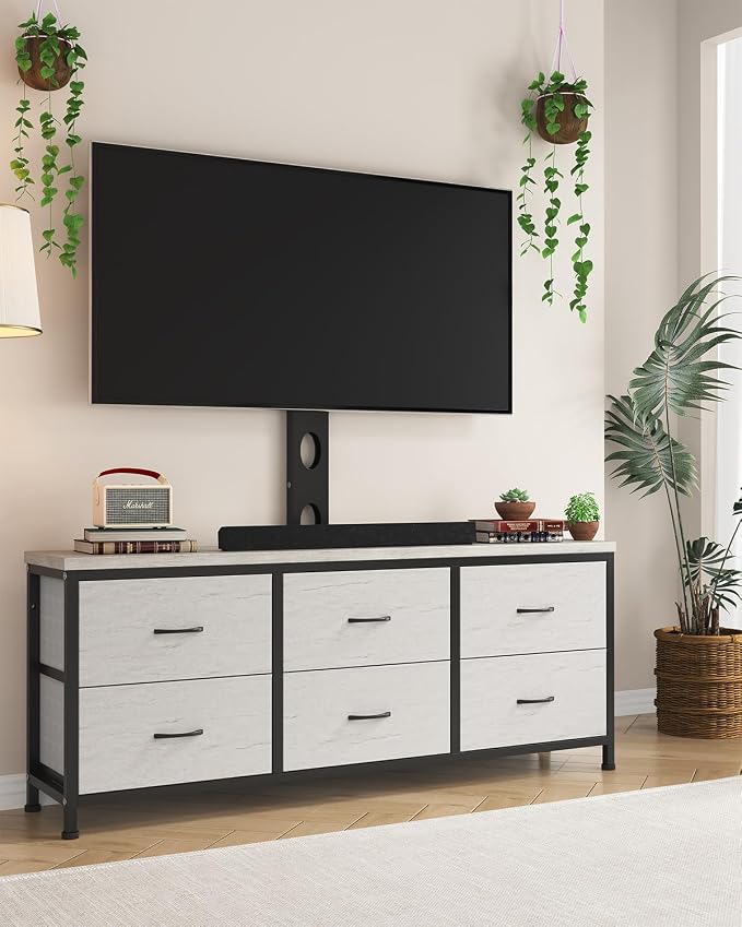 TV Stand with Mount, Fabric Dresser with 6 Drawers by Unknown