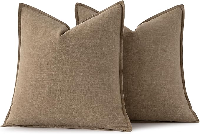 MIULEE Decorative Linen Pillow Covers 16x16 Inch Khaki Boho Farmhouse Neutral - Image 6