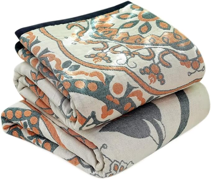 LUTBM Boho Throw Blanket for Bed 100% Cotton Ultra Soft Rustic Quilt Floral by LUTBMFindYourFreeSpiritatHome
