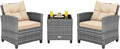 COSTWAY 3PCS Patio Furniture Set, PE Rattan Wicker Sofa w/Washable Cushion and by COSTWAY