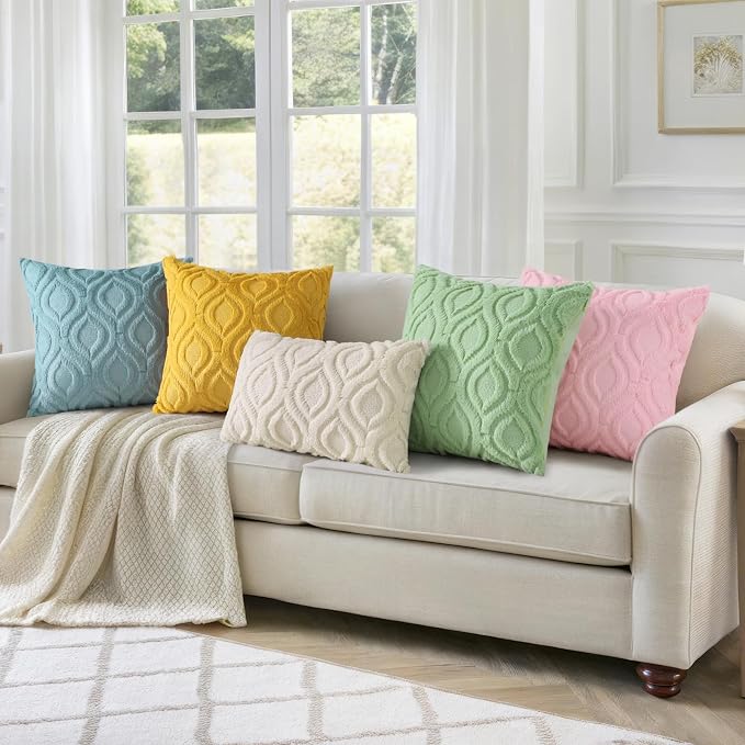 decorUhome Summer Throw Pillow Covers 12x20 Inch Set of 2, Soft Plush Faux Wool - Image 6