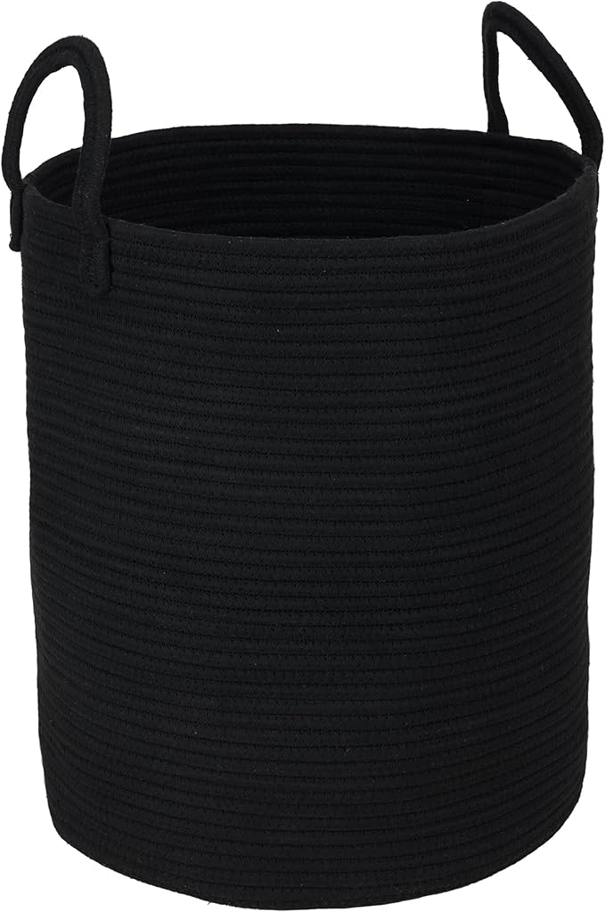 XUANGUO Black Cotton Rope Laundry Basket Hamper by XUANGUO