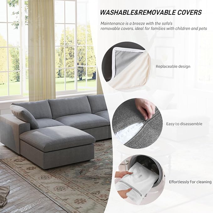 Cloud Modular Sectional Sofa Couch, 80.3" Convertible Couches Lovesofa - Image 4