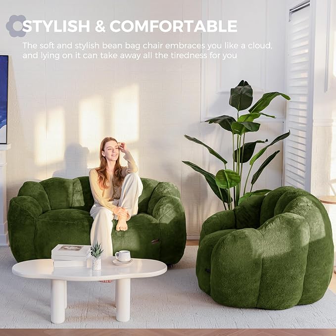 MAXYOYO Bean Bag Chair for Adults, Loveseat Floral Shaped Bean Bag Sofa - Image 3