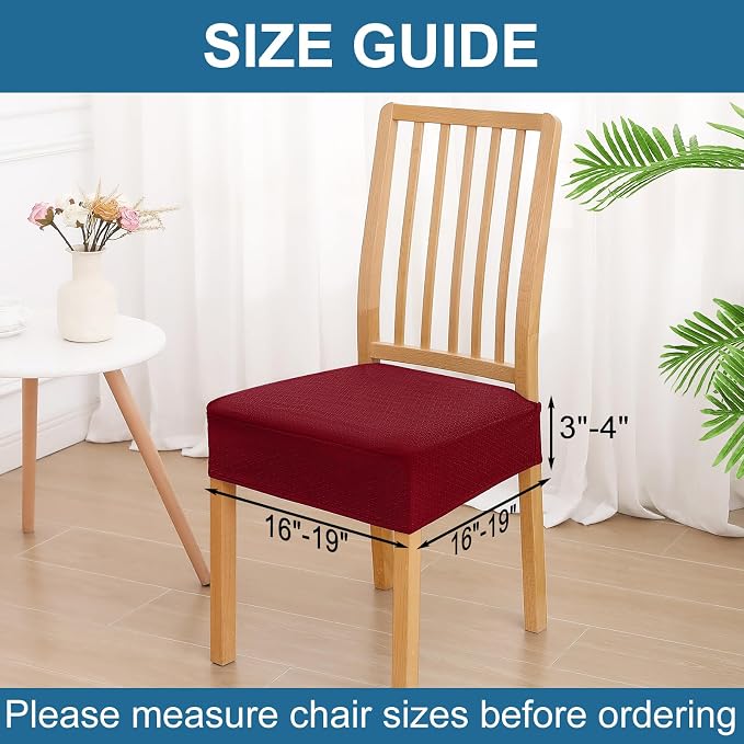 Smiry Waterproof Seat Covers for Dining Room Chairs Set of 2, Stretch Jacquard - Image 2