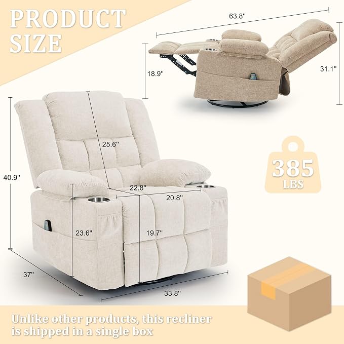 Korser 360° Swivel Rocker Recliner - Image 2