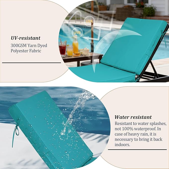 80x26x4in Lounge Cushions for Outdoor Furniture, Outdoor Lounge Chair Cushions - Image 5