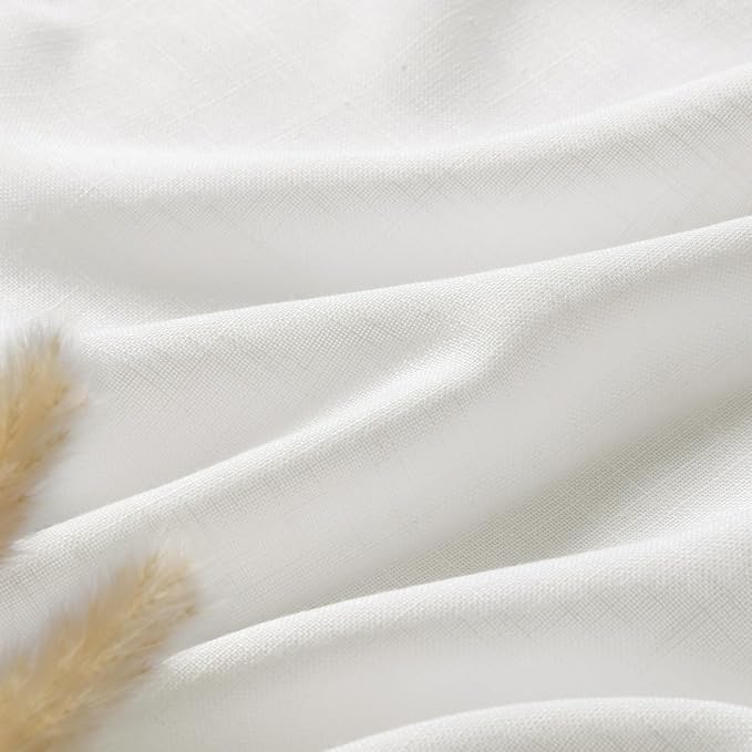 Off White Curtains 100 Inches Long 2 Panels Back Tab Sheer Linen Curtain Modern - Image 5