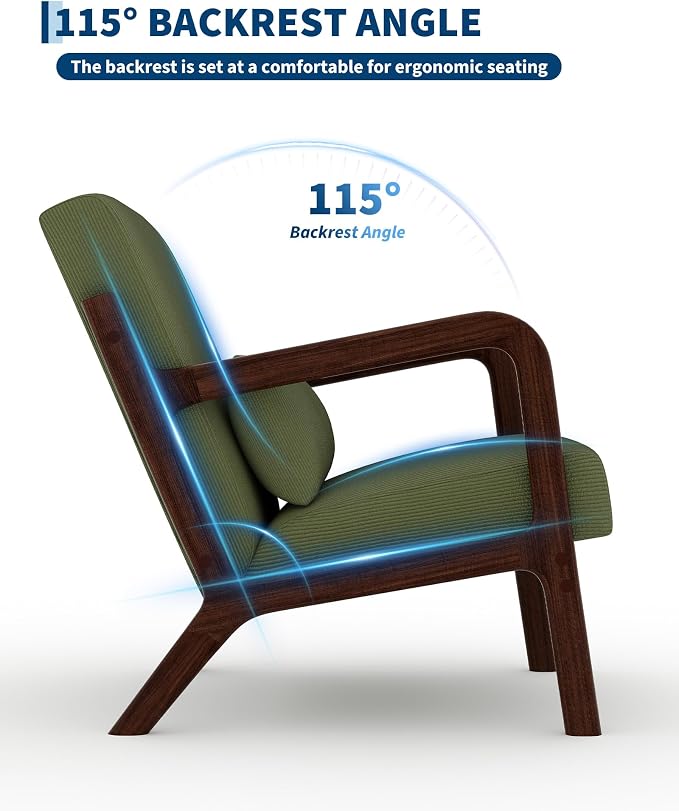 Garvee Mid-Century Modern Accent Chair, Fine Wale Corduroy Upholstery, Solid - Image 5