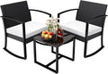Greesum 3 Pieces Outdoor Furniture Set Patio Bistro Rocking Chairs by BuynowfromGreesum