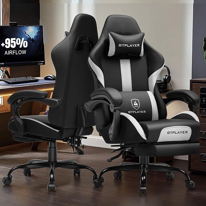 GTPLAYER Gaming Chair with Pocket Spring Cushion, Leather Office Chair with - Image 2