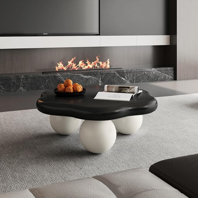 35" Cloud Coffee Table with 3 Ball Legs, Modern Minimalist Petal Center Table - Image 5