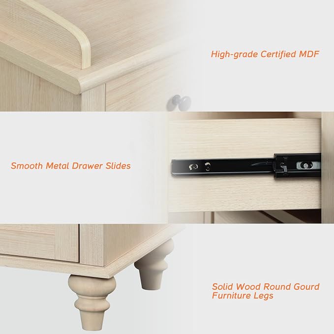 WAMPAT 6 Drawers Dresser for Bedroom, Elegant Wooden Chest of Drawers Kids - Image 7