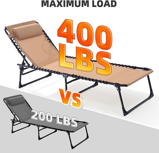 Patio Lounge Chair 2 PCS Folding Chaise Bed - Image 3