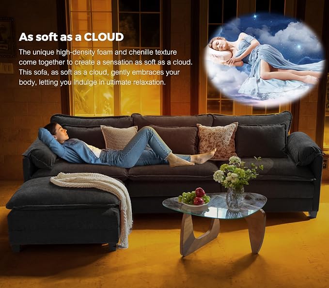 ELUCHANG Oversized 153" Modular Sectional Sofa, Comfy Cloud Couch, L Shaped - Image 5