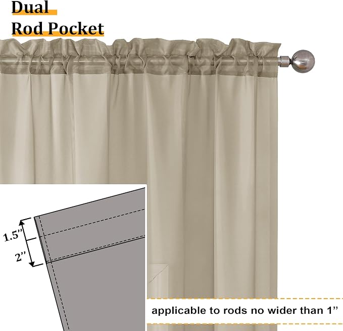 Aiyufeng Taupe Sheer Curtains 63 Inches Long 2 Panels Set, Semi Transparent - Image 4