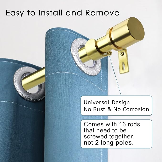 Byondeth Curtain Rods for Windows 16 to 240 Inches Adjustable Length 1 Inch - Image 2