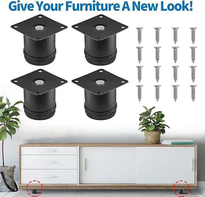 2.5 Inch Metal Furniture Legs Stainless Steel Adjustable Legs Black Metal Legs - Image 2