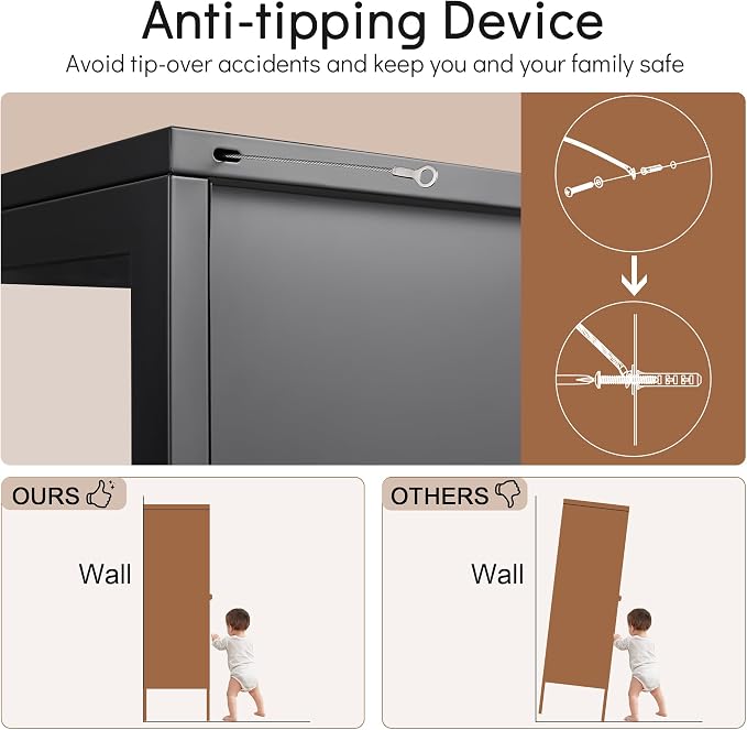 Polup Display Cabinet with 3 Side Tempered Glass, Metal Storage Cabinet & - Image 5