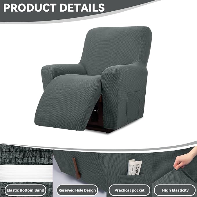 Cupuamon Recliner Chair Covers, Lazy Boy Recliner Covers Stretch Reclining - Image 4
