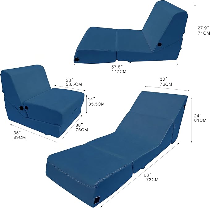jela Luxury Indoor Chaise Lounge, Foldable Sofa Bed Chair - Image 3