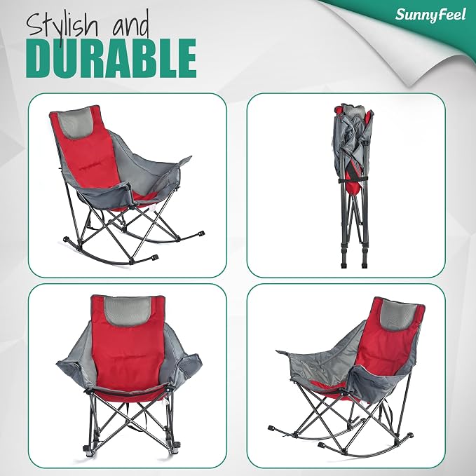 SUNNYFEEL Oversized Rocking Camping Chair 2 Pack, Fully Padded Patio Chair - Image 7