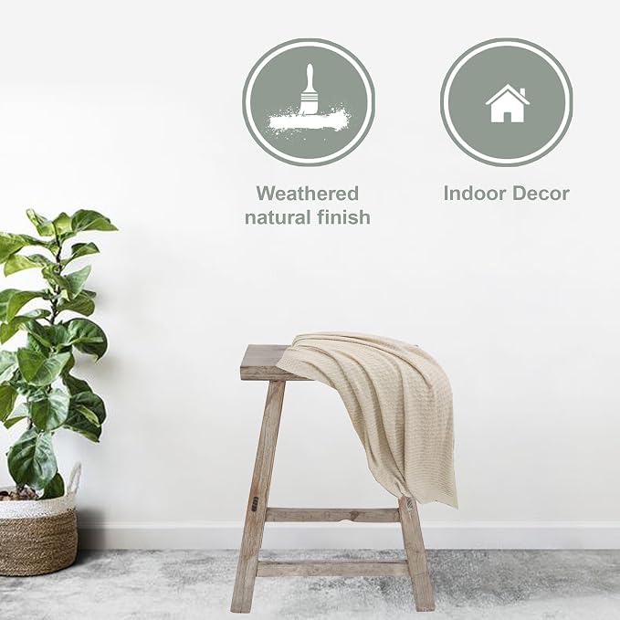 Artissance Vintage Wooden Stool, Solid Natural Wood 12–20" W x 6–9" D x 18–22" H - Image 12