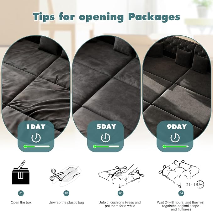 90.6'' Velvet Folding Floor Sofa Bed - Image 7