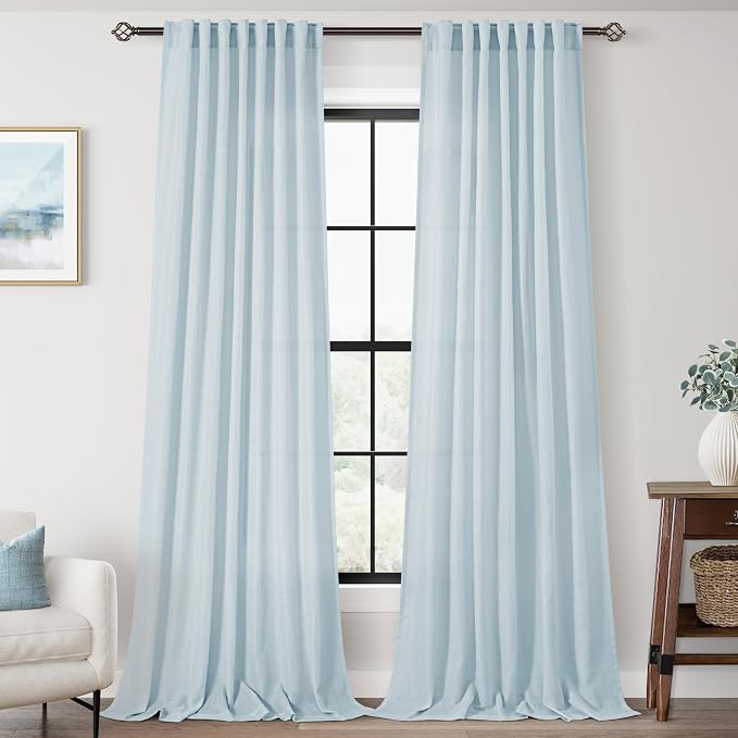 Sky Blue Curtains 96 inch Length by Jolilight