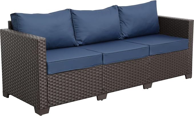 Rattan Star Patio Furniture Outdoor Couch 3 Seater Sofa Outdoor Brown Wicker - Image 3