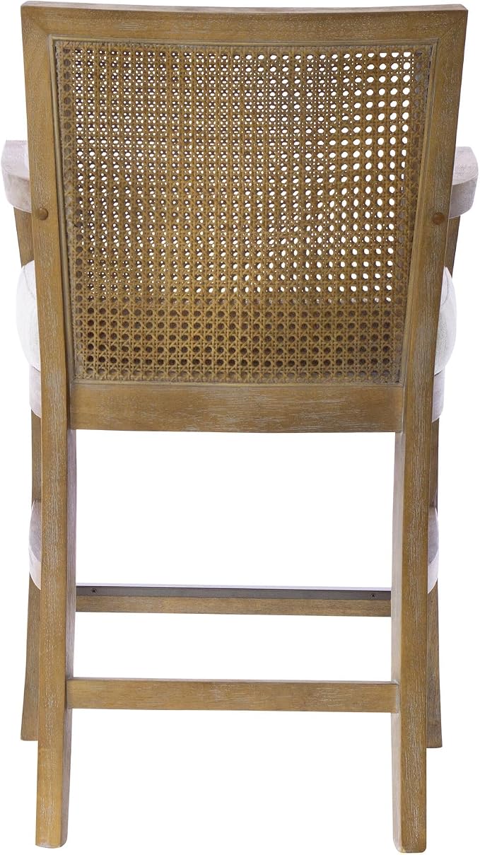 Madison Park Bar Stool with Rattan Back, Wood Counter Height Barstools - Image 8