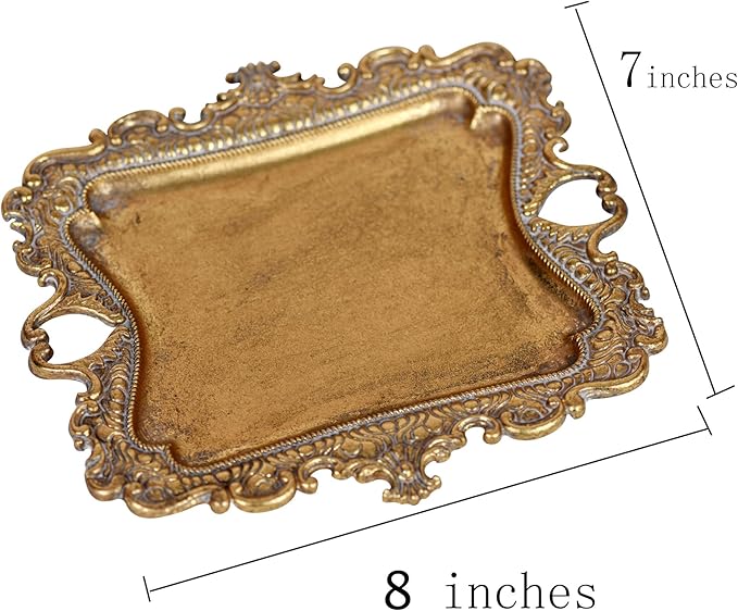 Funly mee Antique Trinket Dish Vintage Metal Jewelry Tray, Wedding Ring & - Image 2