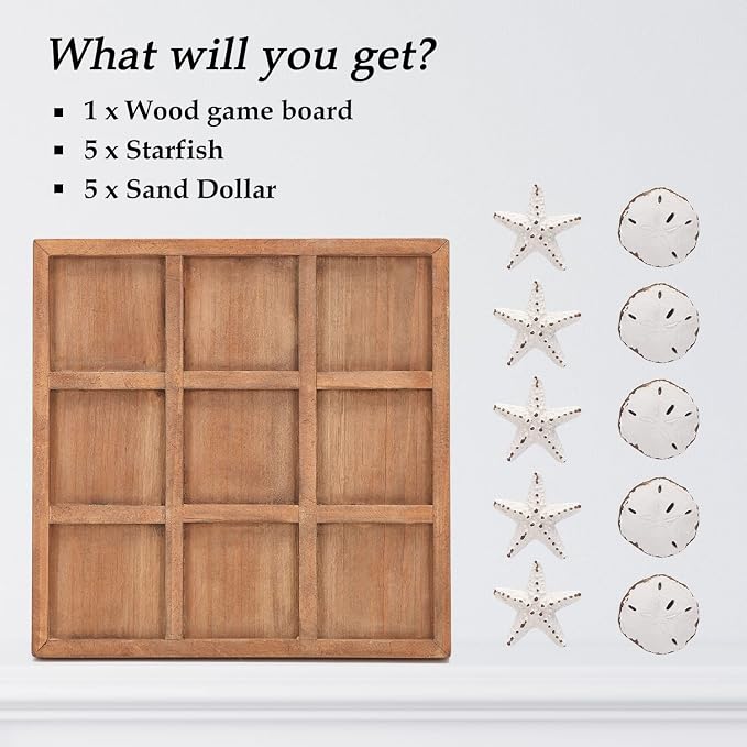 NIKKY HOME Beach Tic Tac Toe for Fun Starfish Sand Dollar Coastal House Coffee - Image 5