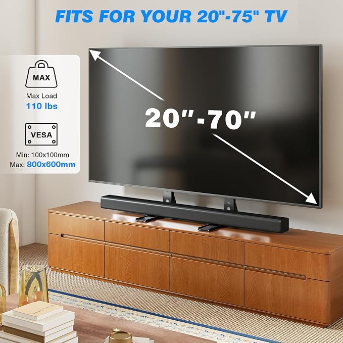 Rfiver Universal TV Stand for 20-70 inch Flat Curved TVs, Height Adjustable - Image 2