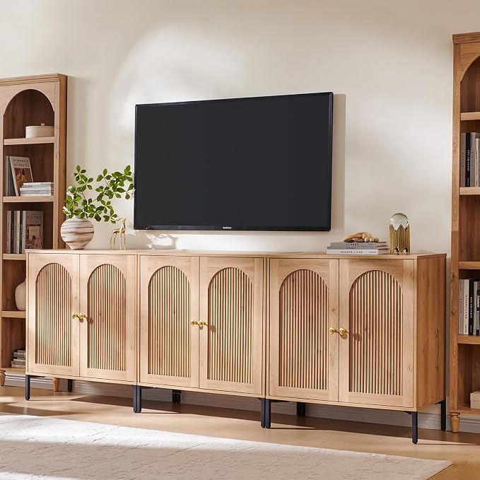 IFBUY Modern Sideboard Buffet Cabinet, 92.63" W Fluted Arched Buffet Cabinet by IFBUYFarmhouseFurniture