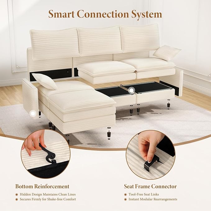 Vesgantti 142" Cloud Couch Sectional Modular Sofa, Comfy Sectional Couch - Image 5