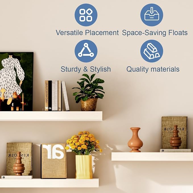 Floating Shelves for Wall White Shelves Bathroom, Bedroom and Living Room - Image 5