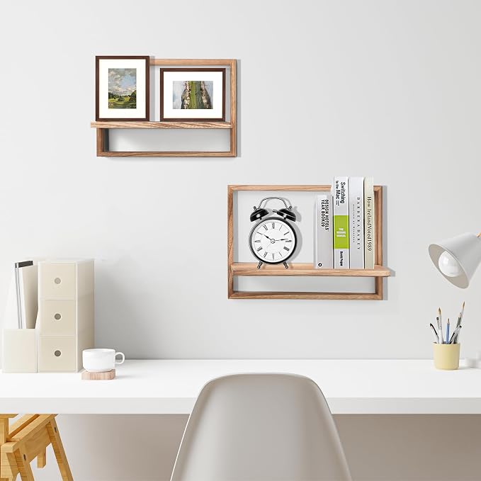 PHOENANCEE Square Floating Shelves, Framed Wall Shelf Decorative Set of 4 - Image 4