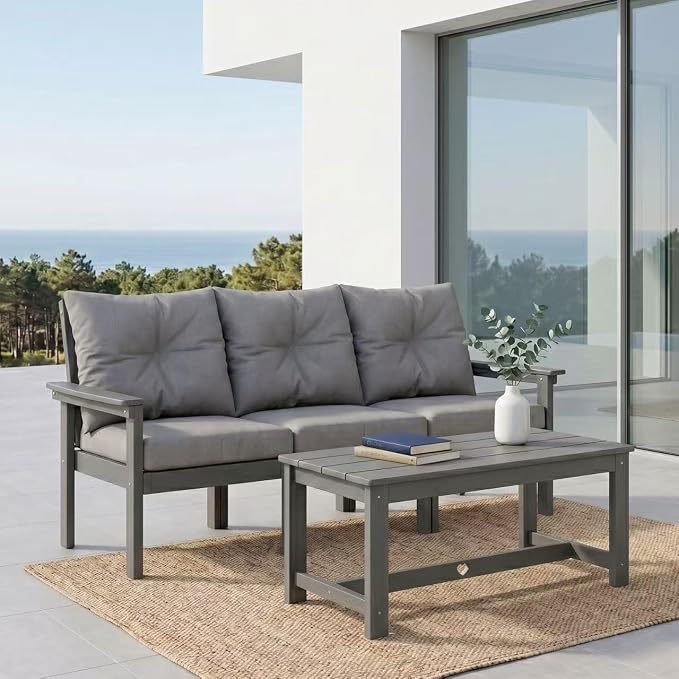 HDPE 4 Piece Patio Furniture Set, All-Weather Outdoor Couch by YourPerfectOutdoorEscape